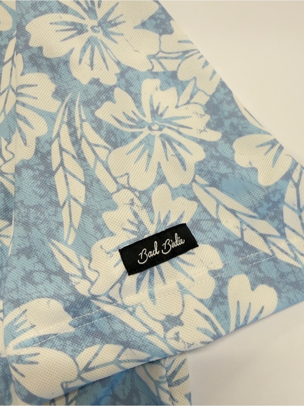 Bad Birdie Men's Hana Pique Golf Polo Shirt Floral Blue White - Medium - Picture 6 of 9